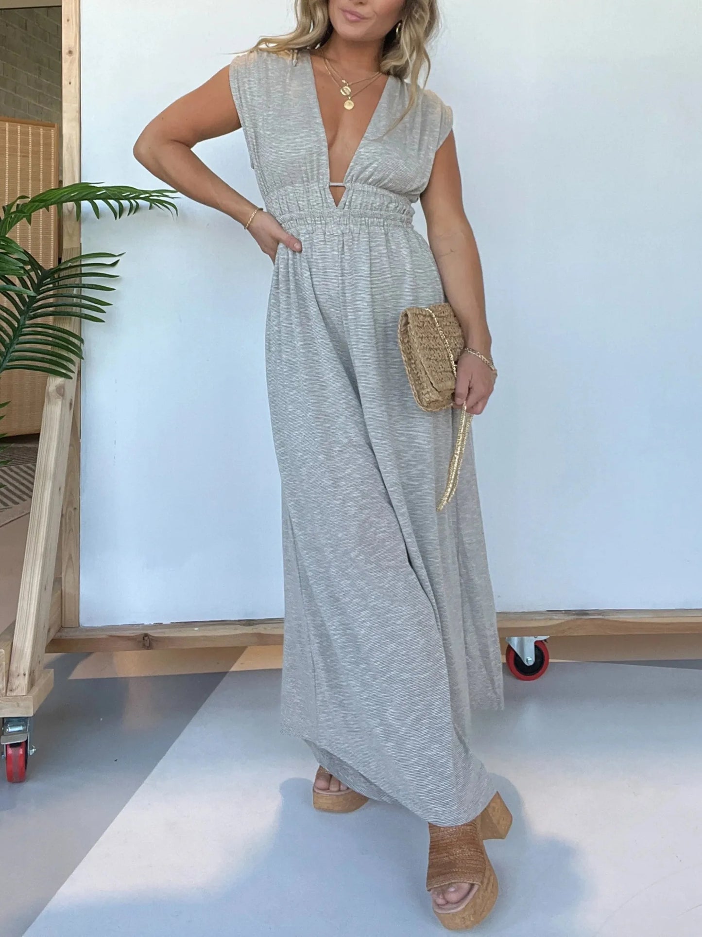 2024 New Deep V Hi Lo Hem Jumpsuit (Buy 2 Free Shipping)