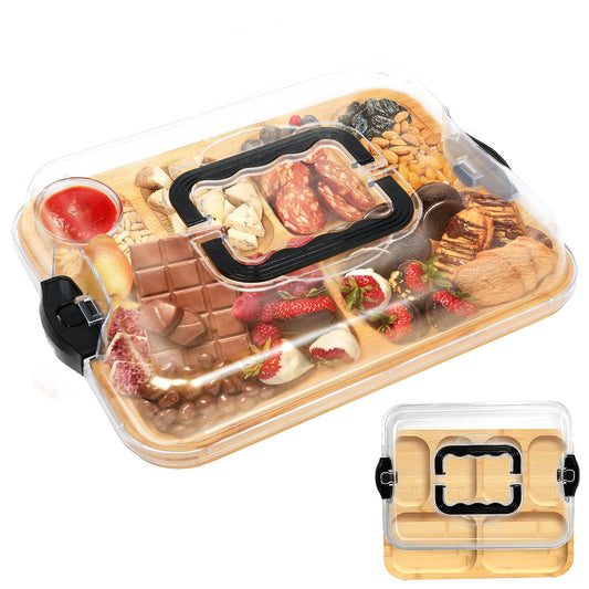 Bamboo Charcuterie Board with Lid & Handle