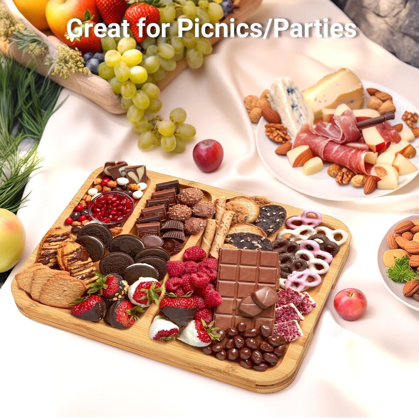 Bamboo Charcuterie Board with Lid & Handle