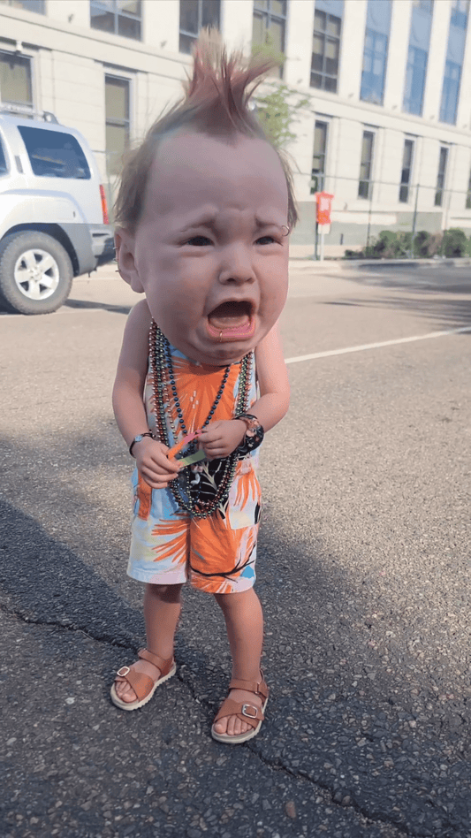 🎃2024 Halloween Hot Sale🔥Crying Punk Baby Funny Latex Head Masks