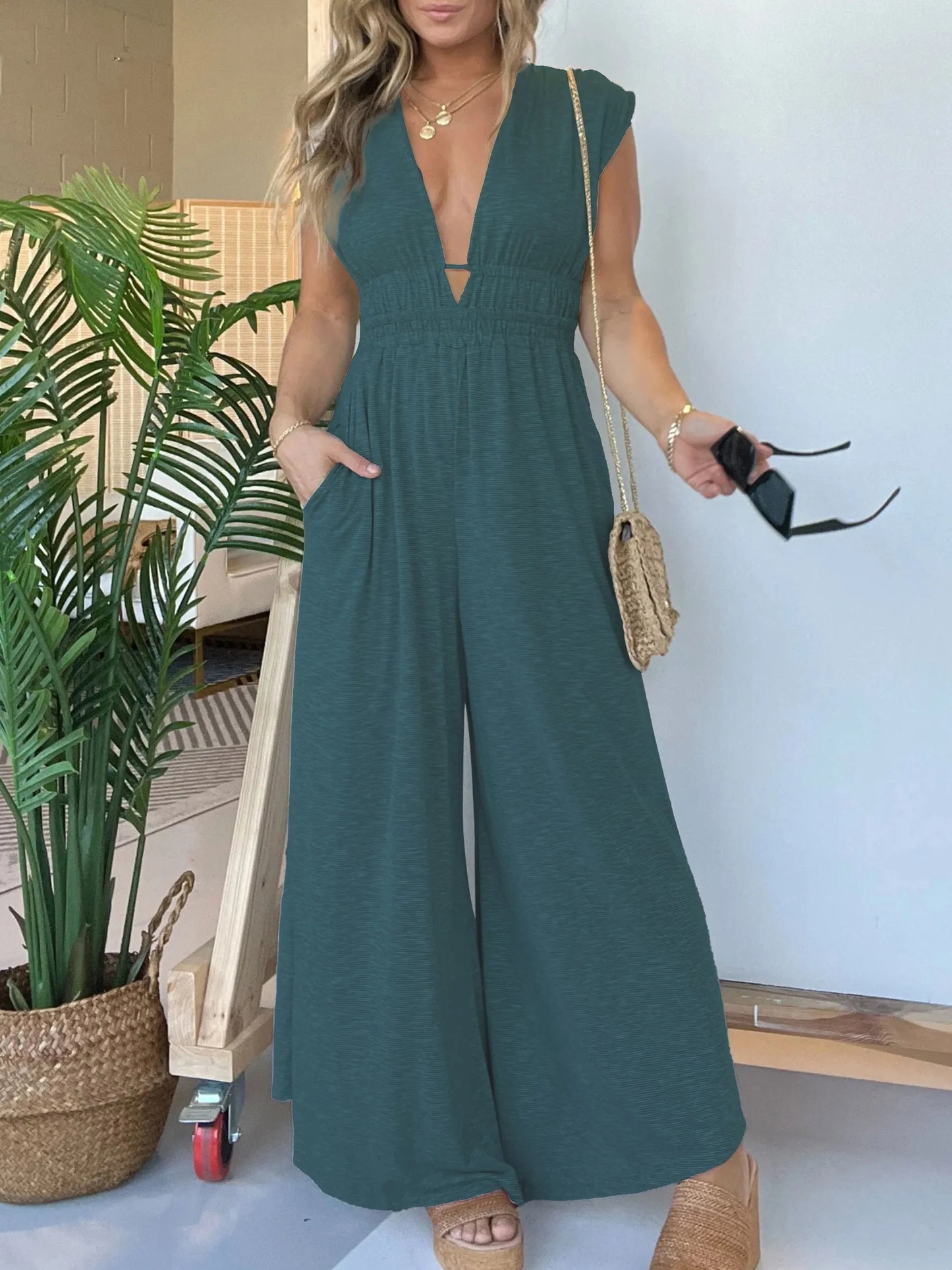 2024 New Deep V Hi Lo Hem Jumpsuit (Buy 2 Free Shipping)