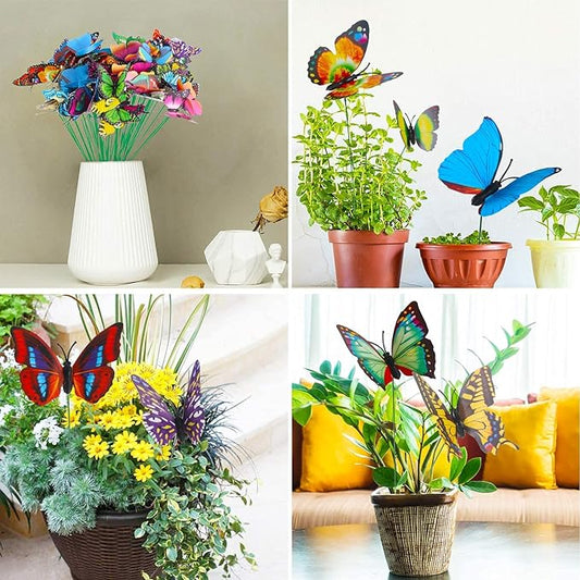 🦋3D Butterfly Stakes Waterproof Multi-color Fake Butterfly Garden Artificial Pole Butterfly Ornaments Outdoor Decor