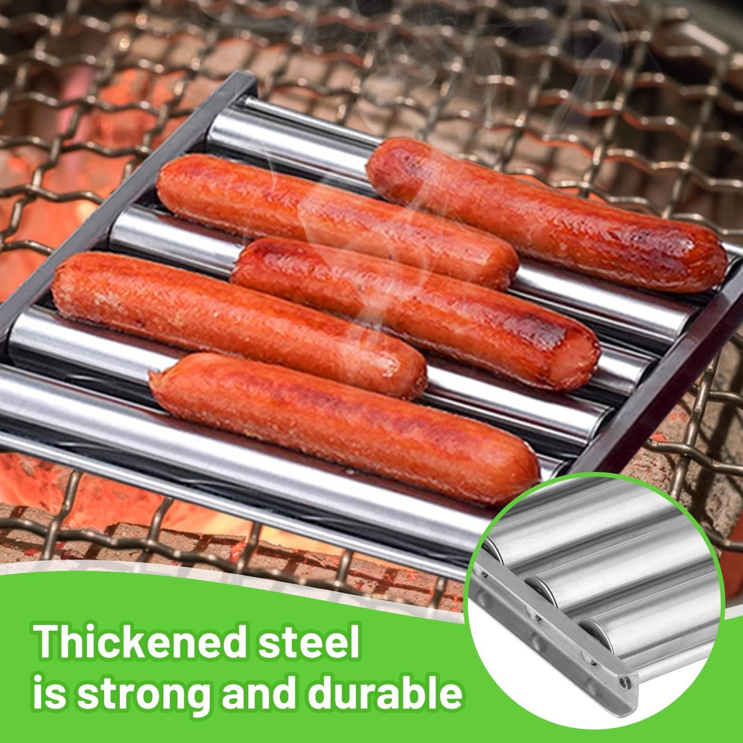 🔥🔥-Hotdog Roller Stainless Steel Sausage Roll Rack