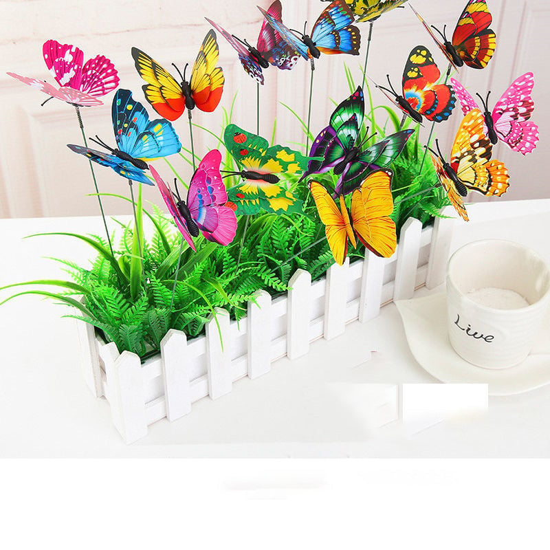 🦋3D Butterfly Stakes Waterproof Multi-color Fake Butterfly Garden Artificial Pole Butterfly Ornaments Outdoor Decor
