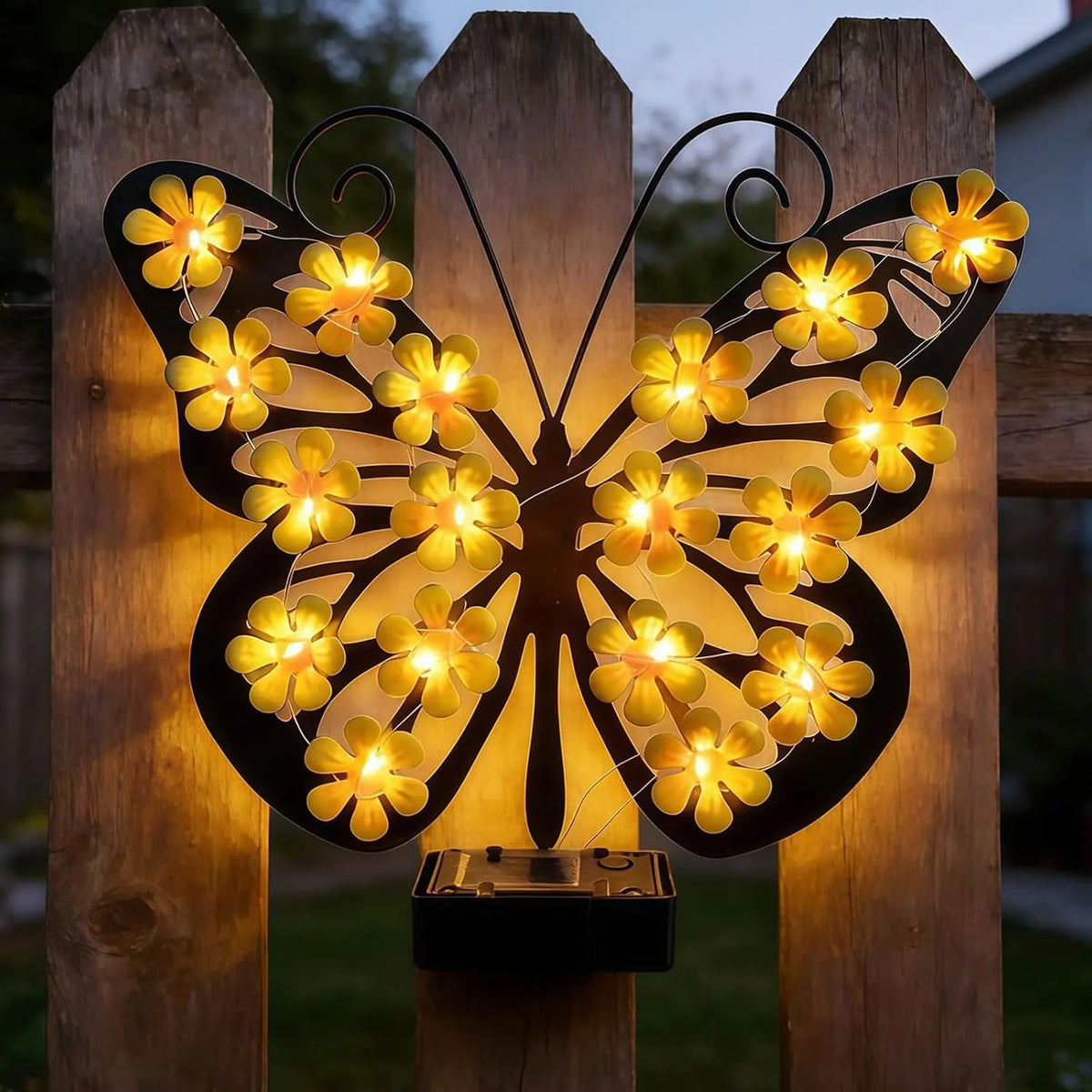 🦋☀️ New Arrival: Outdoor Metal Butterfly Solar Wall Decor ✨