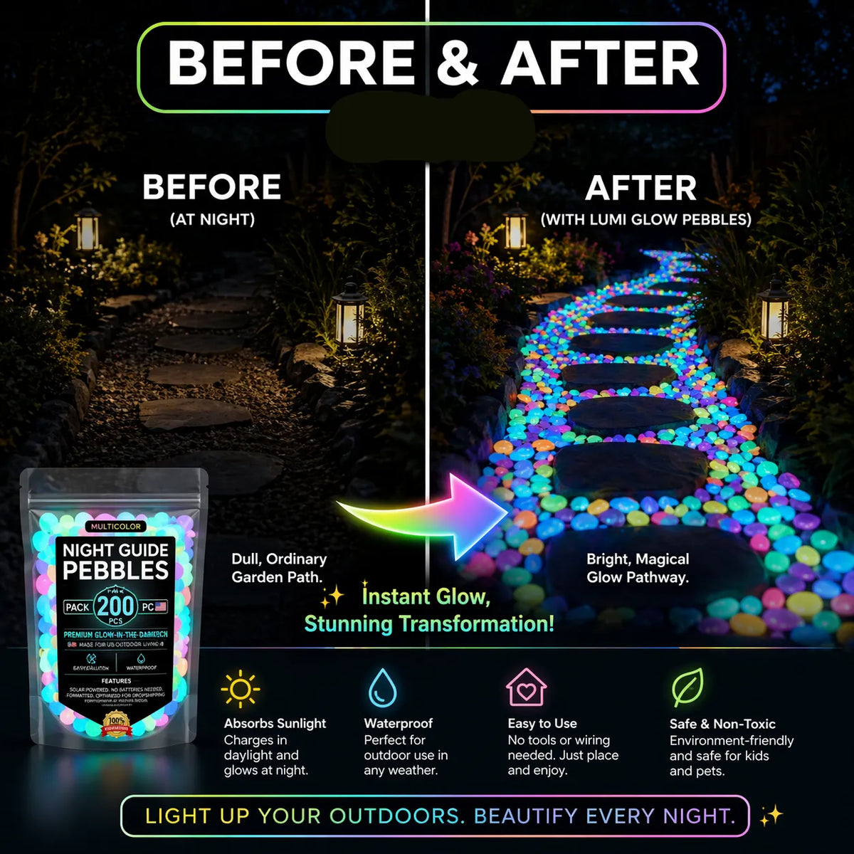 🌟Glowing Garden Pebbles——Make your garden beautiful