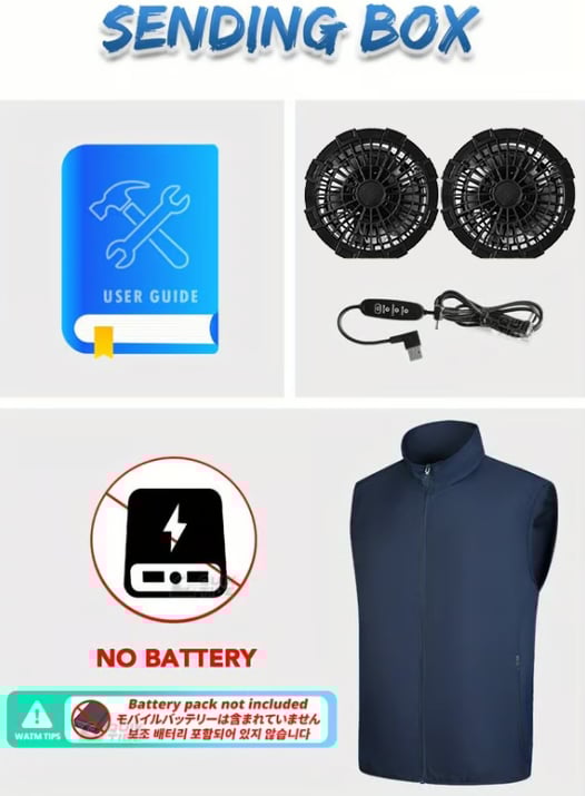 🔥Men's 360° Air Cooling Fan Vest3-Speed, 13H Wearable AC for Outdoor Use