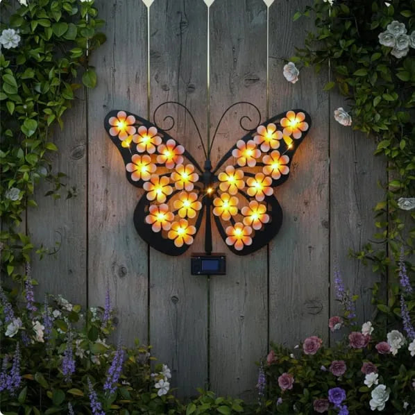 🦋☀️ New Arrival: Outdoor Metal Butterfly Solar Wall Decor ✨