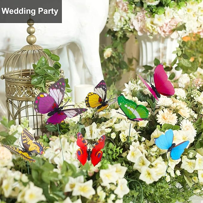 🦋3D Butterfly Stakes Waterproof Multi-color Fake Butterfly Garden Artificial Pole Butterfly Ornaments Outdoor Decor