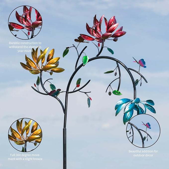 🔥Beautiful Summer Multi Colored Flowers Wind Spinner
