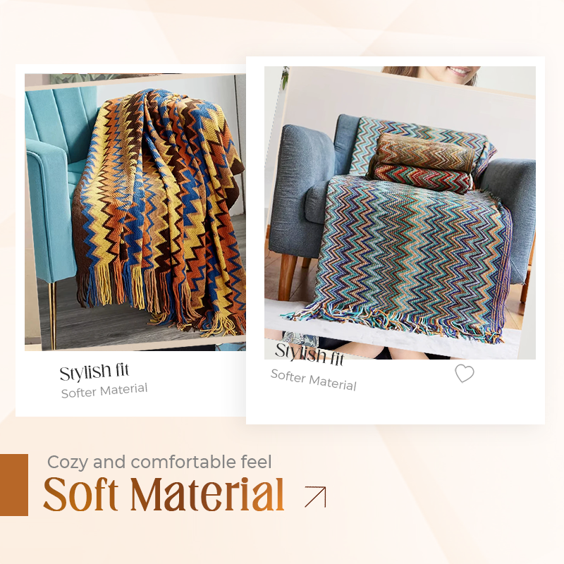 Boho Stripe Tassel Throw Blanket