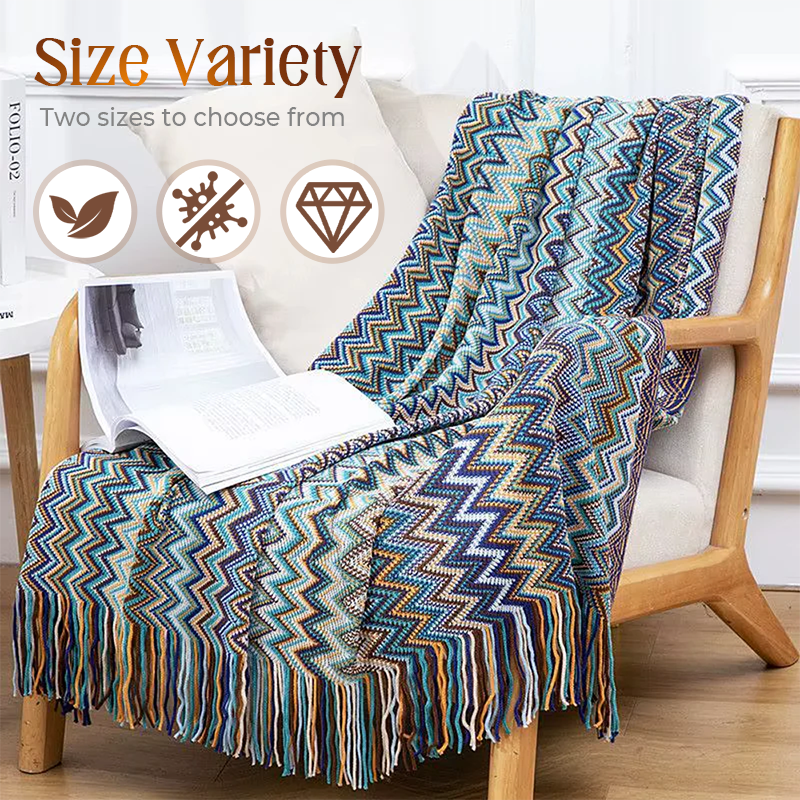 Boho Stripe Tassel Throw Blanket
