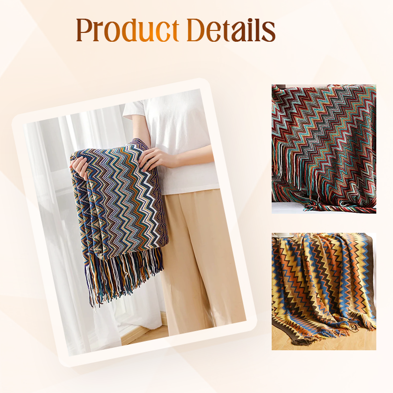 Boho Stripe Tassel Throw Blanket