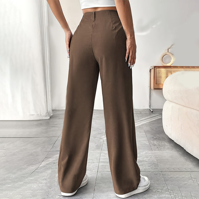 💝Women's High Waisted Straight Leg Work Trousers with Side Pockets -✨Smart & Casual Look for Office and Beyond