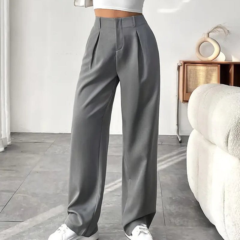 💝Women's High Waisted Straight Leg Work Trousers with Side Pockets -✨Smart & Casual Look for Office and Beyond