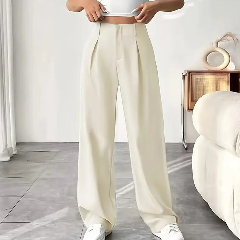 💝Women's High Waisted Straight Leg Work Trousers with Side Pockets -✨Smart & Casual Look for Office and Beyond