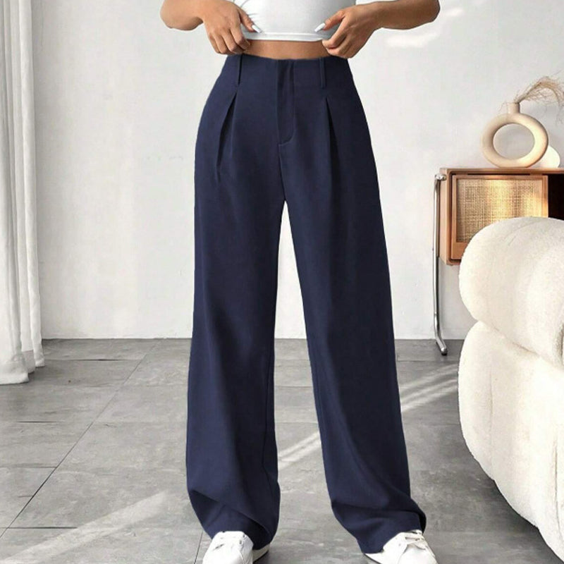 💝Women's High Waisted Straight Leg Work Trousers with Side Pockets -✨Smart & Casual Look for Office and Beyond
