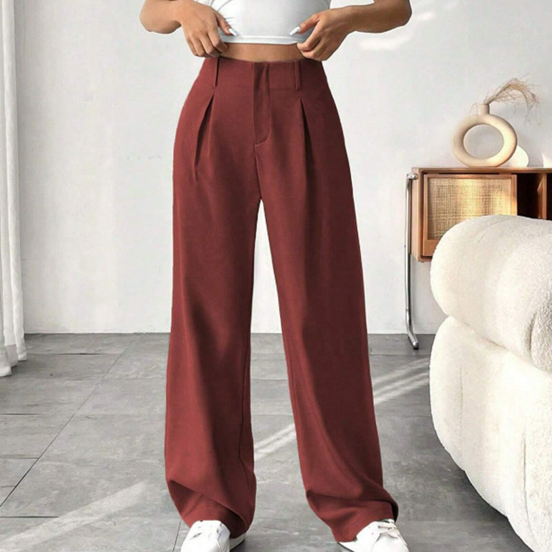 💝Women's High Waisted Straight Leg Work Trousers with Side Pockets -✨Smart & Casual Look for Office and Beyond