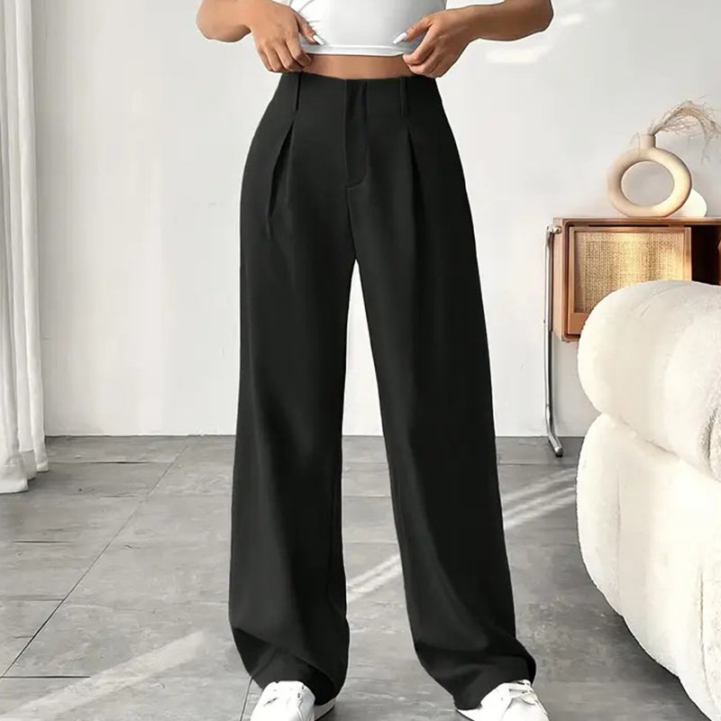 💝Women's High Waisted Straight Leg Work Trousers with Side Pockets -✨Smart & Casual Look for Office and Beyond