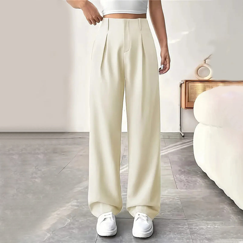 💝Women's High Waisted Straight Leg Work Trousers with Side Pockets -✨Smart & Casual Look for Office and Beyond