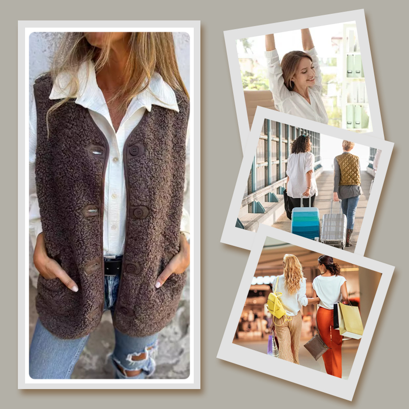 🎁 Women's Fall Button Down Short Warm Vest