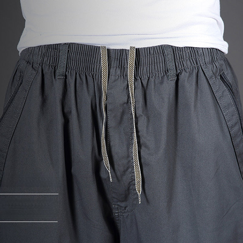 Men's Drawstring Cargo Pants with Zipper Pockets