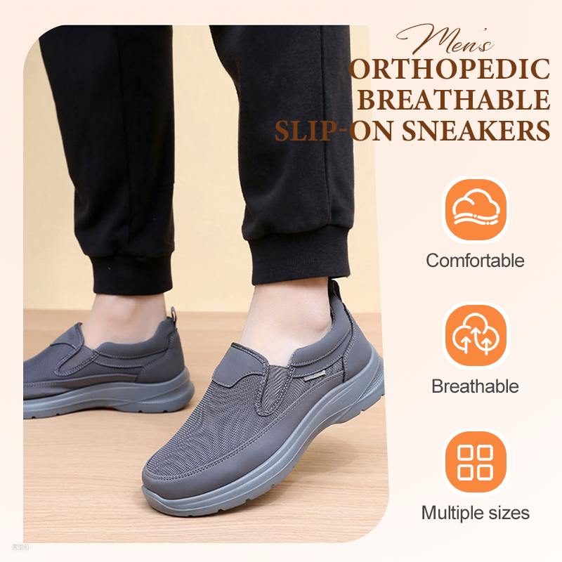 👟✨ Men's Orthopedic Breathable Slip-On Sneakers - Arch Support with Memory Foam Insoles for All-Day Comfort 🏃‍♂️💨