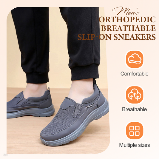 👟✨ Men's Orthopedic Breathable Slip-On Sneakers - Arch Support with Memory Foam Insoles for All-Day Comfort 🏃‍♂️💨