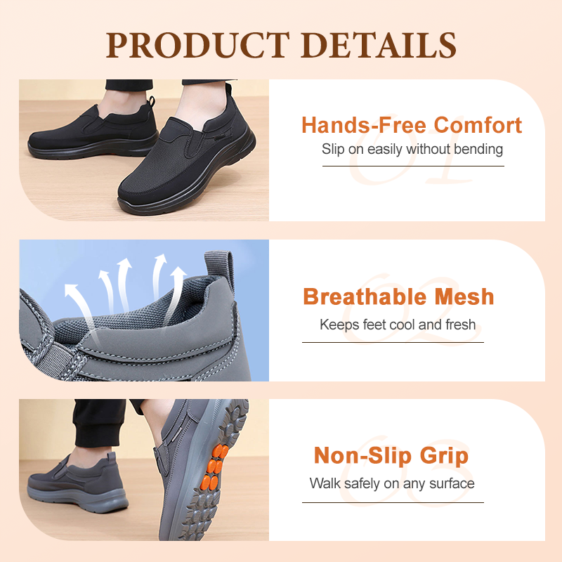 👟✨ Men's Orthopedic Breathable Slip-On Sneakers - Arch Support with Memory Foam Insoles for All-Day Comfort 🏃‍♂️💨