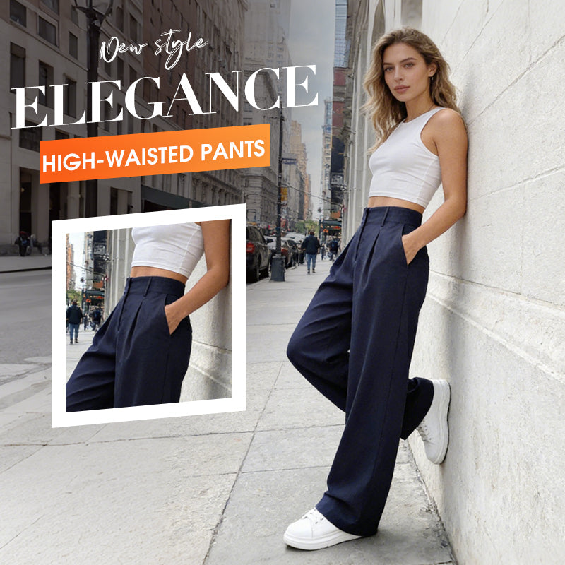 💝Women's High Waisted Straight Leg Work Trousers with Side Pockets -✨Smart & Casual Look for Office and Beyond