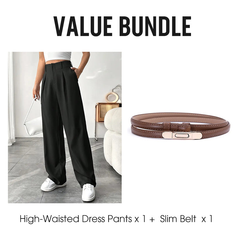 💝Women's High Waisted Straight Leg Work Trousers with Side Pockets -✨Smart & Casual Look for Office and Beyond