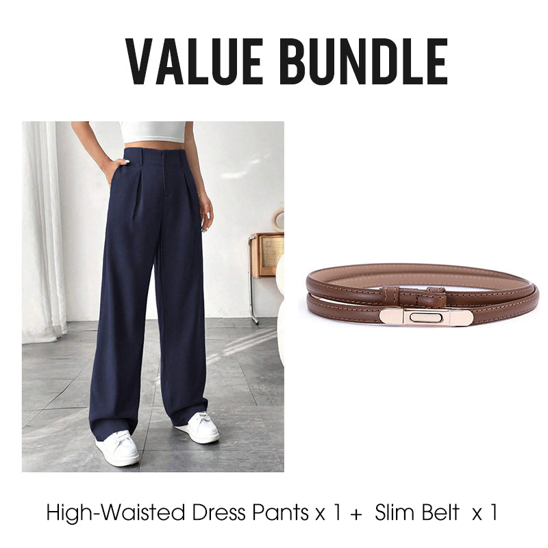 💝Women's High Waisted Straight Leg Work Trousers with Side Pockets -✨Smart & Casual Look for Office and Beyond