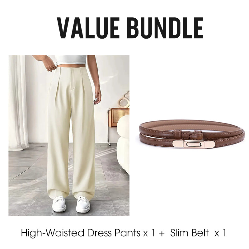 💝Women's High Waisted Straight Leg Work Trousers with Side Pockets -✨Smart & Casual Look for Office and Beyond