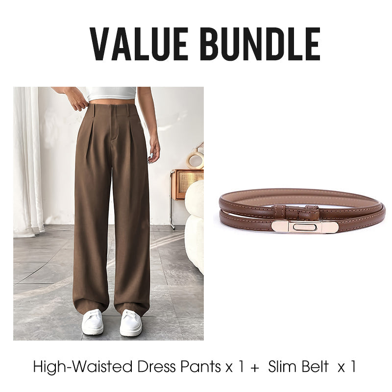 💝Women's High Waisted Straight Leg Work Trousers with Side Pockets -✨Smart & Casual Look for Office and Beyond