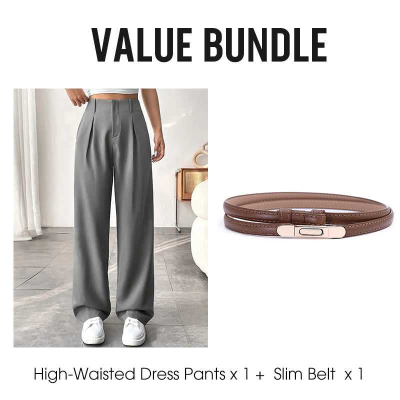 💝Women's High Waisted Straight Leg Work Trousers with Side Pockets -✨Smart & Casual Look for Office and Beyond