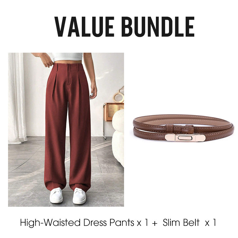 💝Women's High Waisted Straight Leg Work Trousers with Side Pockets -✨Smart & Casual Look for Office and Beyond