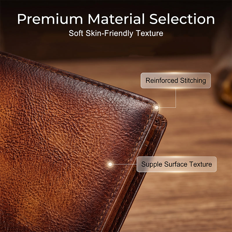 🛡️ 50% OFF NOW! 🎁 Men's Vintage RFID Blocking Wallet – Genuine leather, slim 10-card design & fraud protection – Perfect Father's Day or everyday gift 💼