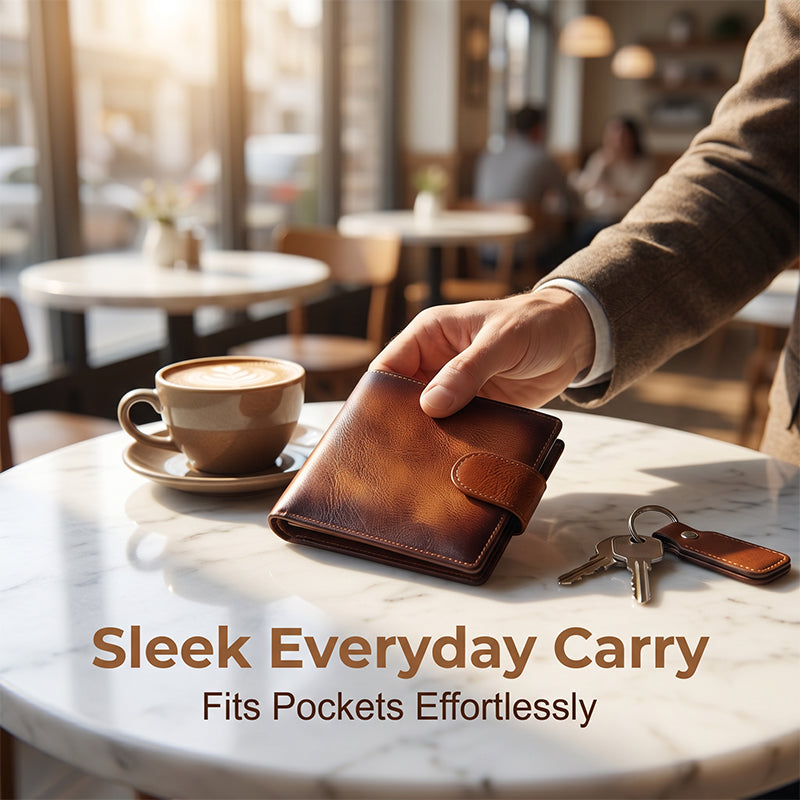 🛡️ 50% OFF NOW! 🎁 Men's Vintage RFID Blocking Wallet – Genuine leather, slim 10-card design & fraud protection – Perfect Father's Day or everyday gift 💼