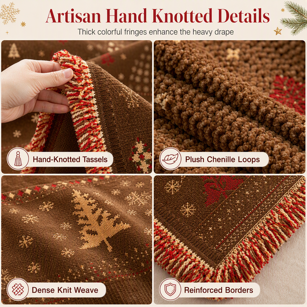 ⏰Thickened Christmas Style Chenille Sofa Cover Full Coverage Cat Scratch Resistant and Stain Resistant Couch Slipcover