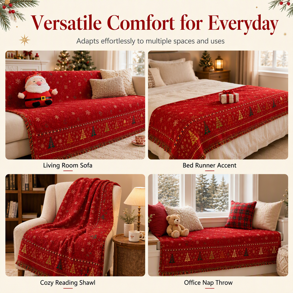 ⏰Thickened Christmas Style Chenille Sofa Cover Full Coverage Cat Scratch Resistant and Stain Resistant Couch Slipcover