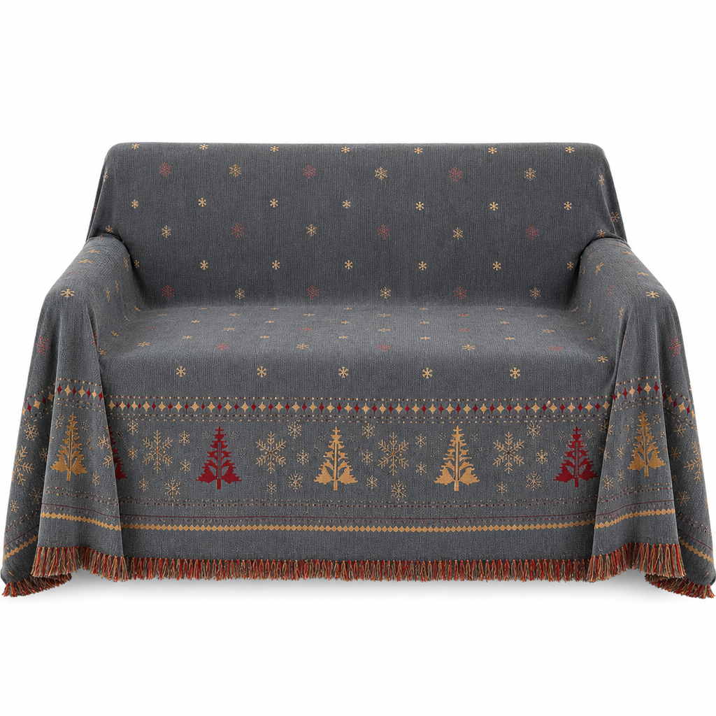 ⏰Thickened Christmas Style Chenille Sofa Cover Full Coverage Cat Scratch Resistant and Stain Resistant Couch Slipcover