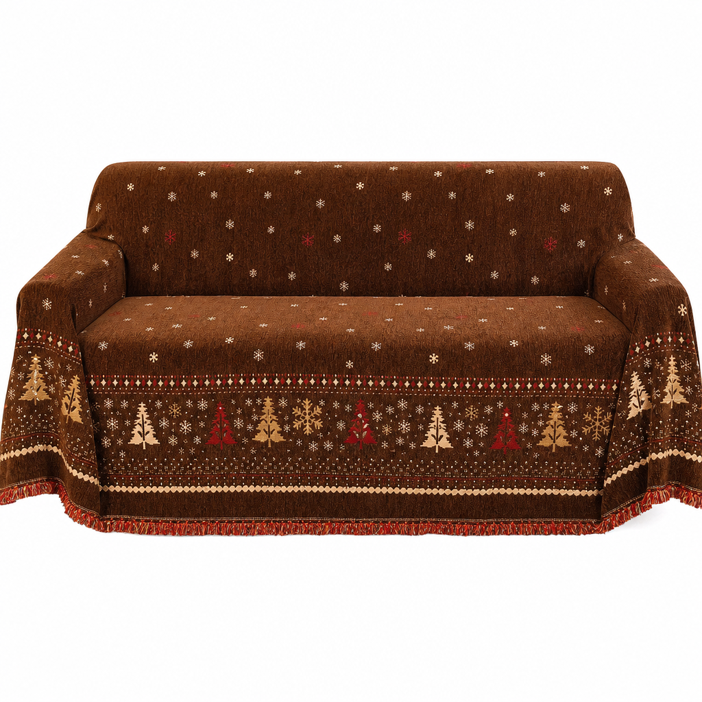 ⏰Thickened Christmas Style Chenille Sofa Cover Full Coverage Cat Scratch Resistant and Stain Resistant Couch Slipcover