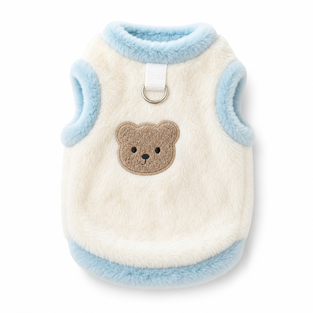🐶Cozy Winter Pet Vest – Soft Plush with Adorable Bear Embroidery