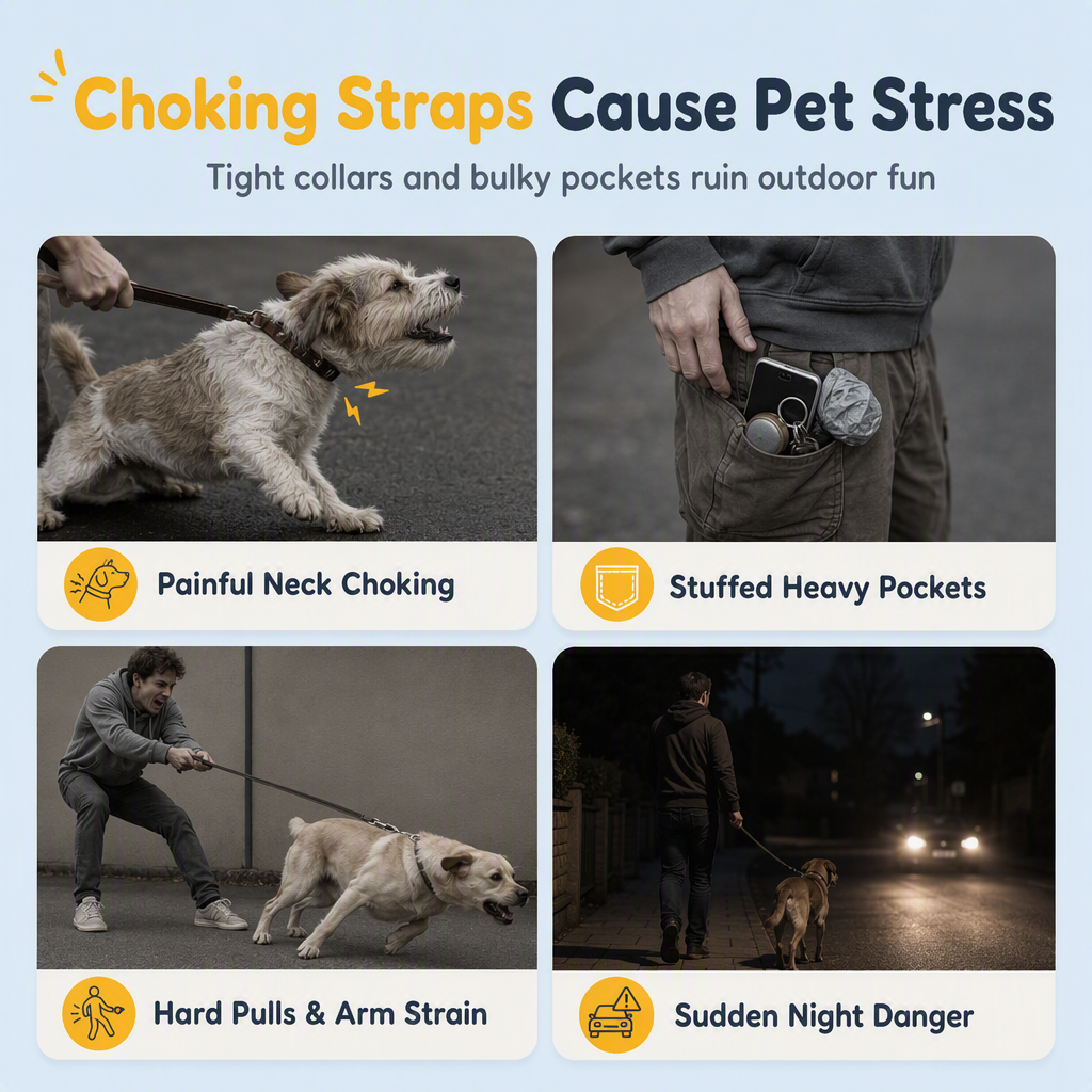 🎒 Vest Style Pet Backpack Harness – Breathable, Reflective, No-choke 🌙