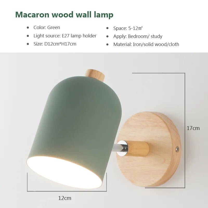 Nordic Wall Wood Hanging Bedside Sconce