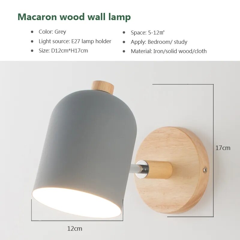 Nordic Wall Wood Hanging Bedside Sconce