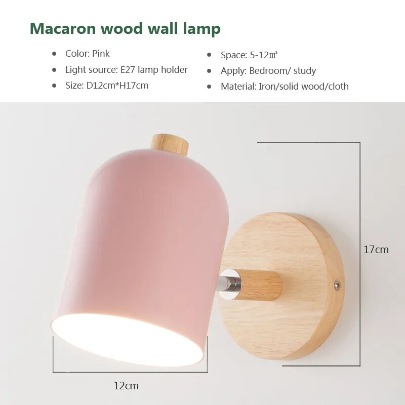 Nordic Wall Wood Hanging Bedside Sconce
