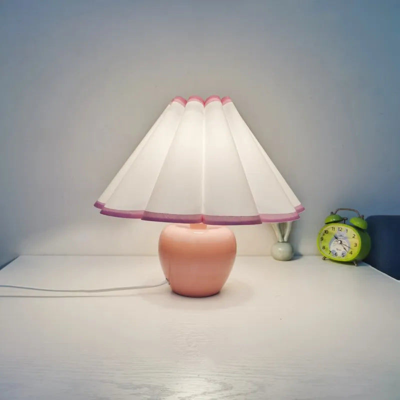 Retro Ceramic Pink Fabric Table Lamp