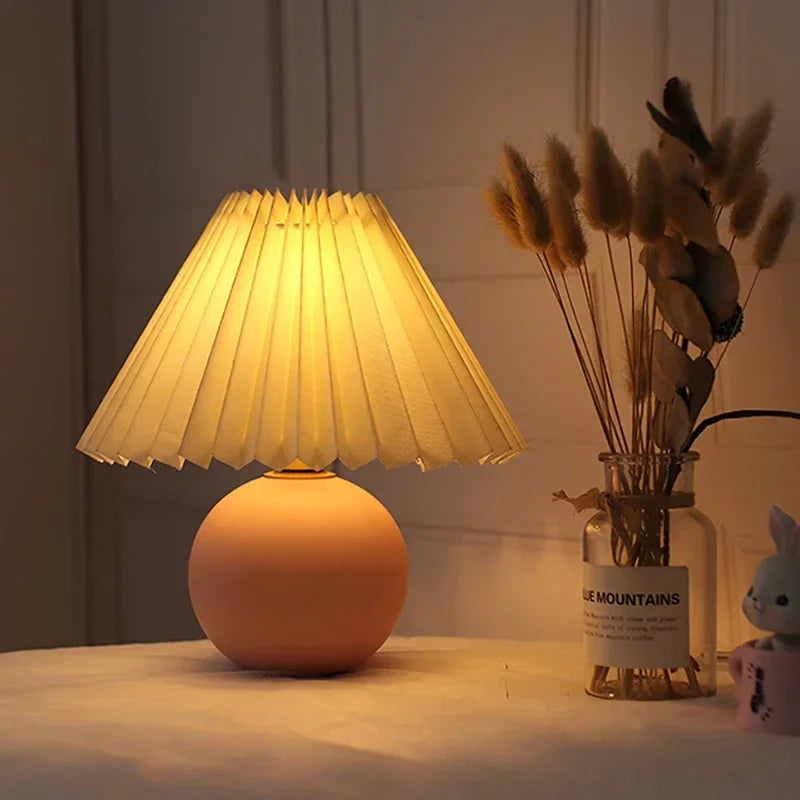 Ceramics Rattan Bedside Table Lamp