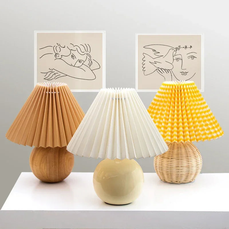 Ceramics Rattan Bedside Table Lamp